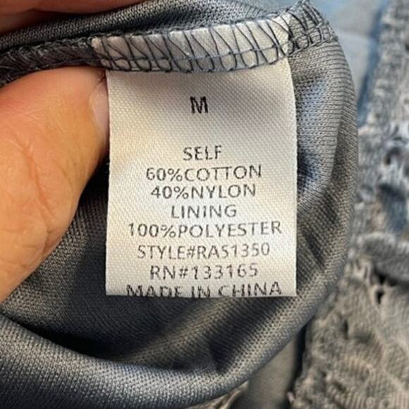 Altar'd State Lace Ruffle Mini Dress Blue Grey Color Sz Medium Floral Sleeveless - Picture 7 of 8